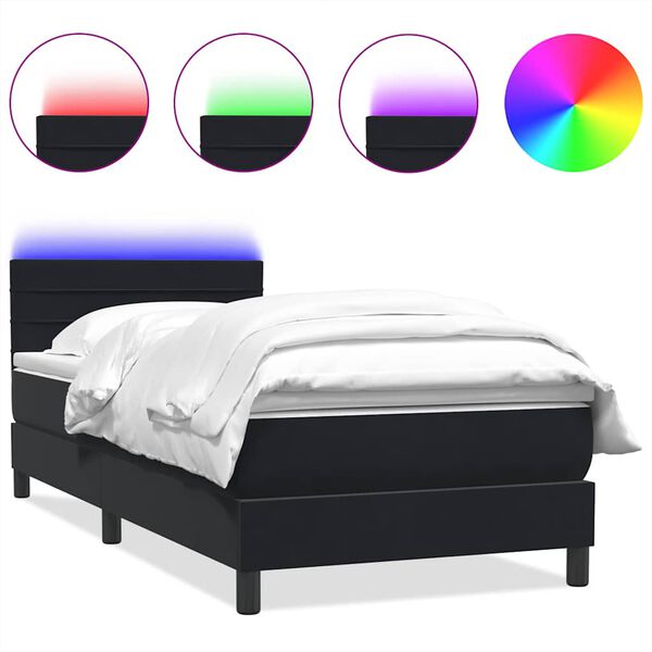 vidaXL Boxspringbett mit Matratze & LED Schwarz 100x210 cm Samt
