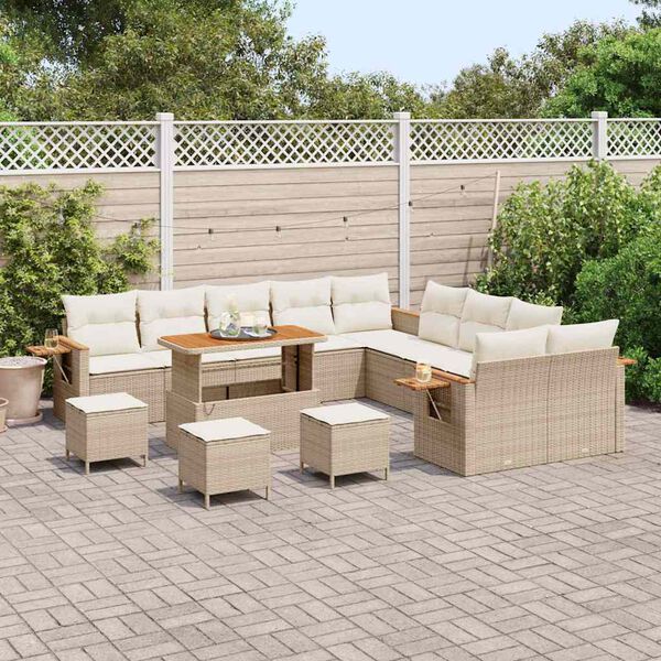 vidaXL Garten-Sofa-Set mit Kissen 14 pcs Beige und Creme
