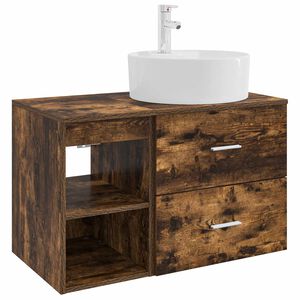 vidaXL Badezimmerm&ouml;bel-Set 2 stk. Ger&auml;ucherte Eiche Holzwerkstoff
