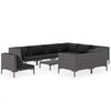 vidaXL 10-tlg. Garten-Lounge-Set mit Kissen Poly Rattan Dunkelgrau