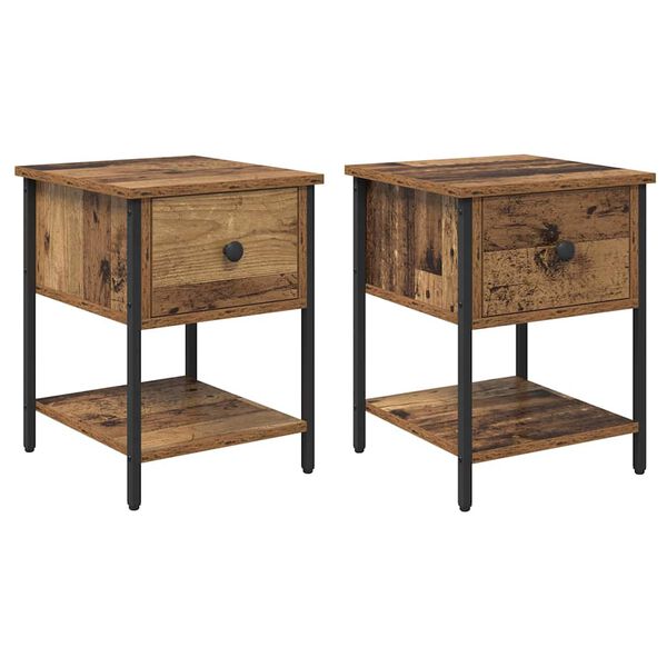 vidaXL Bettschrank 2 pcs Altholz 40 x 39 x 40 cm Holzwerkstoff