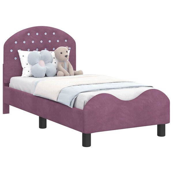 vidaXL Kinderbettgestell mit Kopfteil Lila 70 x 140 cm Samt