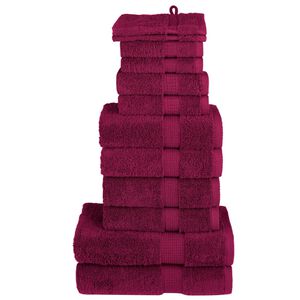 vidaXL 12 tlg. Premium-Handtuch-Set SOLUND Bordeaux 600 g/m&sup2;