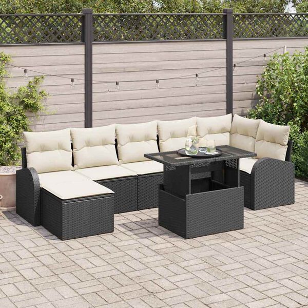 vidaXL Gartensofa-set mit Kissen 8 pcs Schwarz Poly Rattan