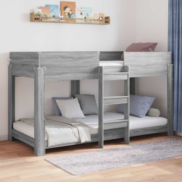 vidaXL Etagenbett f&uuml;r Kinder Graues Sonoma 100 x 200 cm Holzwerkstoff