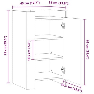 vidaXL Sideboard Weiß 45x35x75 cm Holzwerkstoff