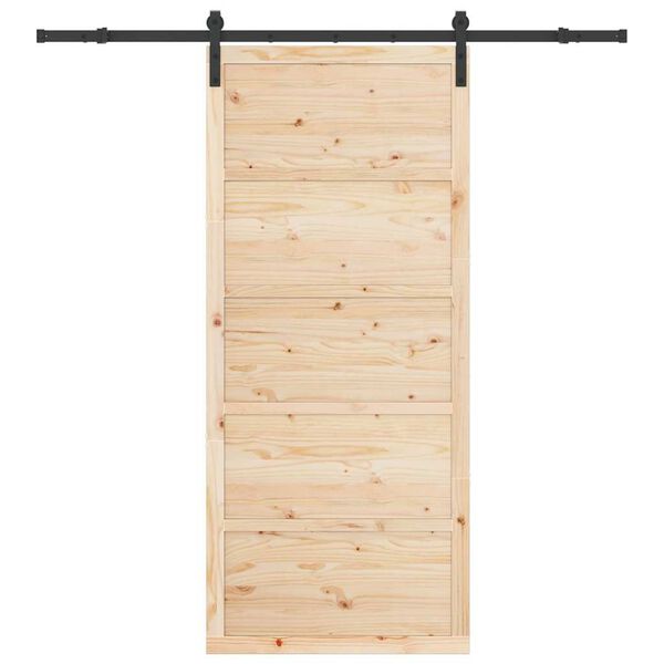 vidaXL Schiebet&uuml;r Braun 90 x 208 cm Massives Kiefernholz