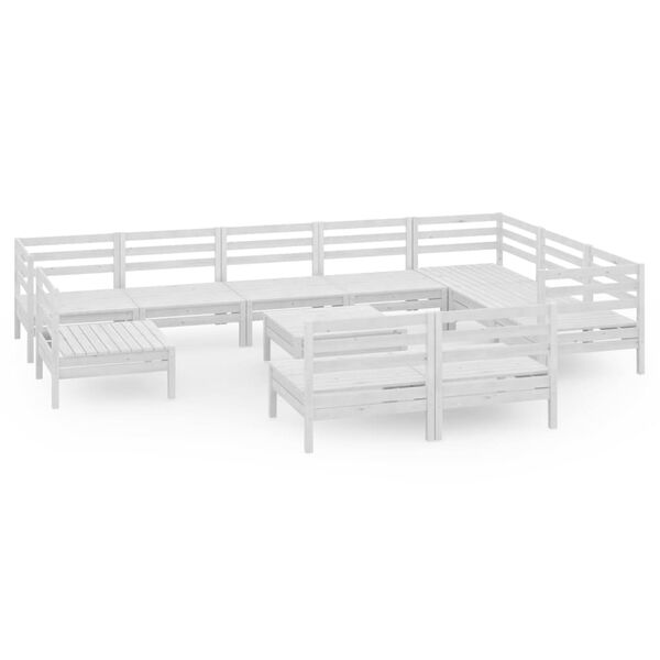 vidaXL 11-tlg. Garten-Lounge-Set Massivholz Kiefer Wei&szlig;