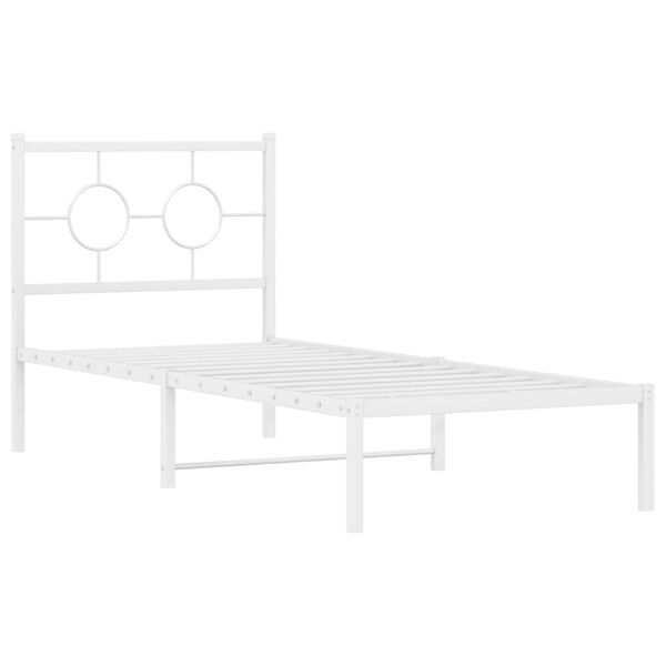 vidaXL Bettgestell mit Kopfteil Metall Wei&szlig; 80x200 cm
