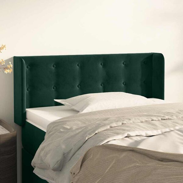 vidaXL Kopfteil mit Ohren Dunkelgr&uuml;n 103x16x78/88 cm Samt