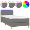 vidaXL Boxspringbett mit Matratze & LED Dunkelgrau 100x200 cm Stoff