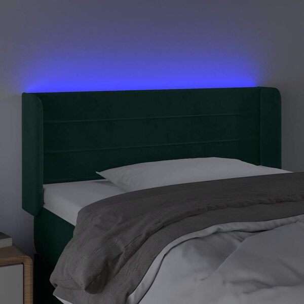 vidaXL LED Kopfteil Dunkelgr&uuml;n 103x16x78/88 cm Samt