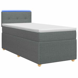 vidaXL Boxspringbett mit Matratze und LED Dunkelgrau 90 x 190 cm Stoff