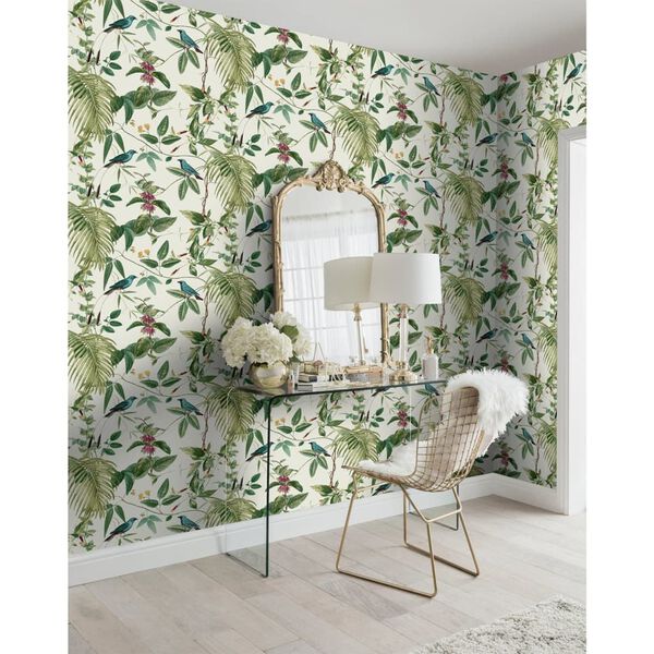 DUTCH WALLCOVERINGS Tapete Exotic Garden Wei&szlig; und Gr&uuml;n