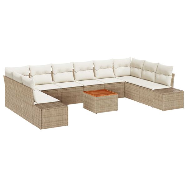 vidaXL Garten-Sofa-Set 11 pcs Beige und Weiß