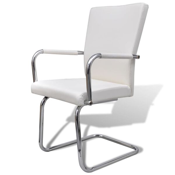 vidaXL Freischwinger 6 Stk. Wei&szlig; Kunstleder