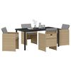 vidaXL Garten Essgruppe mit Kissen 5 pcs Beige Poly-Rattan