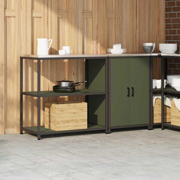vidaXL Aufbewahrungsset f&uuml;r die K&uuml;che mit Regal 2 pcs Olive Gr&uuml;n