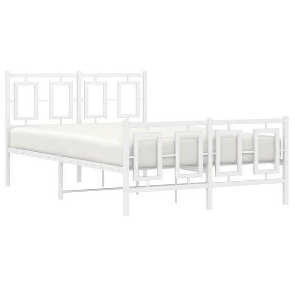 vidaXL Bettgestell mit Kopf- und Fu&szlig;teil Metall Wei&szlig; 120x190 cm
