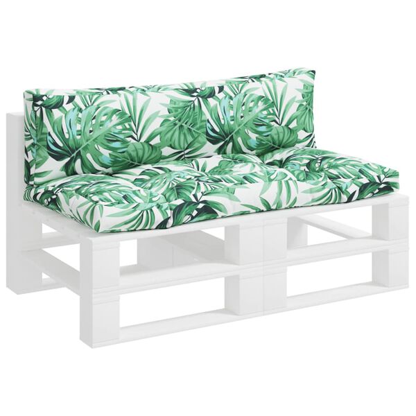 vidaXL Palettenkissen 2-tlg. Blattmuster Stoff