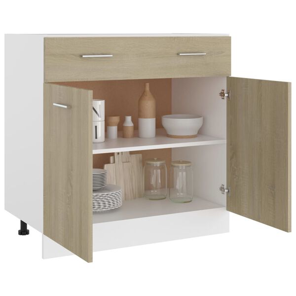 vidaXL Schubunterschrank Sonoma-Eiche 80x46x81,5 cm Holzwerkstoff