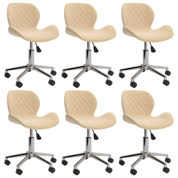 vidaXL Esszimmerst&uuml;hle 6 Stk. Drehbar Creme Samt