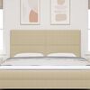 vidaXL LED Kopfteil mit LED-Lichtleisten Grau-Gr&uuml;n 180 cm Polyester