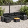 vidaXL 8-tlg. Garten-Sofagarnitur mit Kissen Schwarz Poly Rattan