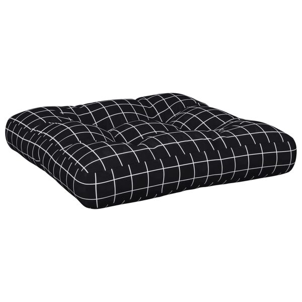 vidaXL Palettenkissen Schwarz Karomuster 50x50x12 cm Stoff