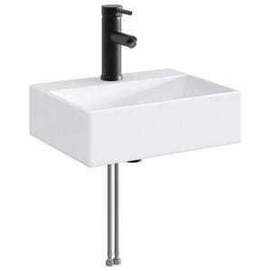 vidaXL Waschbecken mit Wasserhahn und Abfluss Matt Schwarz