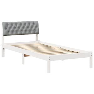 vidaXL Bettgestell Wei&szlig; und Hellgrau 90 x 190 cm Massivholz Kiefer