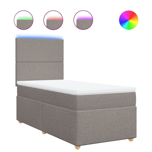 vidaXL Boxspringbett mit Matratze Taupe 80x200 cm Stoff