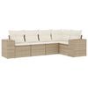 vidaXL 5-tlg. Garten-Sofagarnitur mit Kissen Beige Poly Rattan