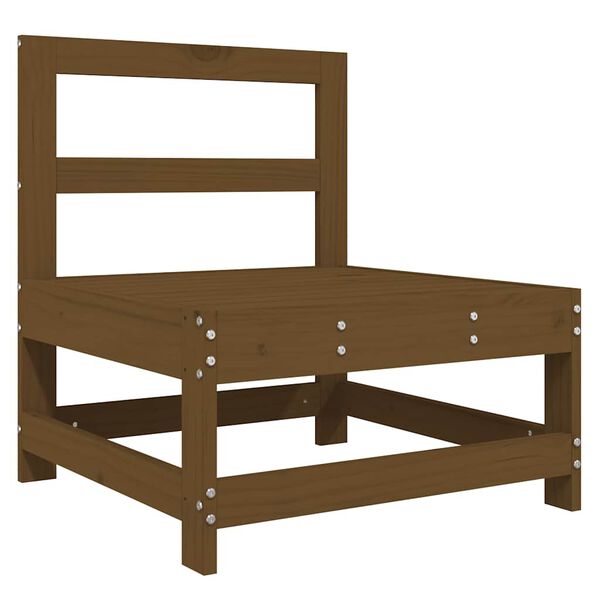 vidaXL Mittelsofa mit Kissen Honigbraun Massivholz Kiefer