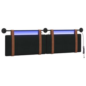 vidaXL H&auml;ngendes Kopfteil Mit LED Licht Schwarz Antikes PU