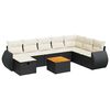 vidaXL 9-tlg. Garten-Sofagarnitur mit Kissen Schwarz Poly Rattan