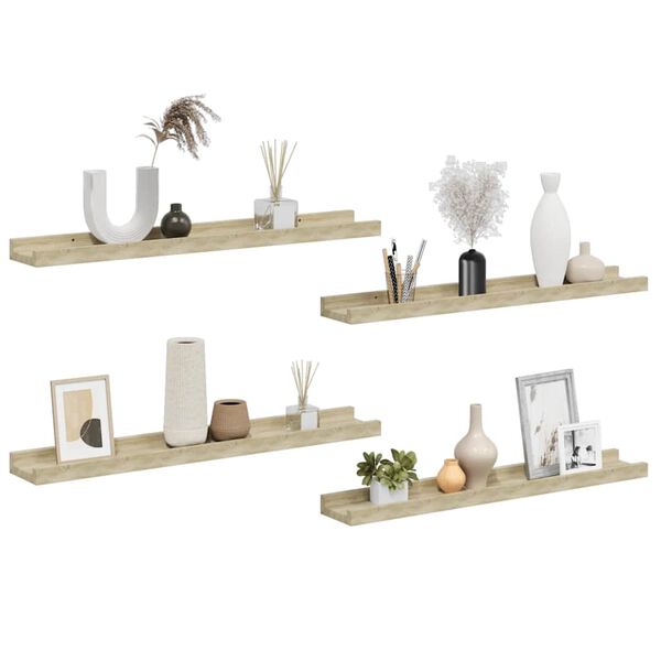 vidaXL Wandregale 4 Stk. Sonoma-Eiche 60x9x3 cm