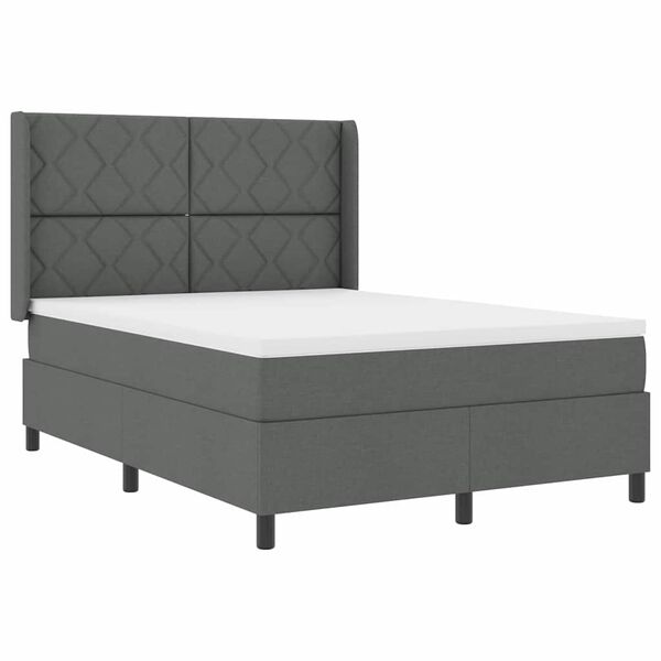 vidaXL Boxspringbett mit Matratze Dunkelgrau 160 x 200 cm Stoff