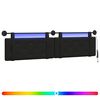vidaXL H&auml;ngendes Kopfteil Mit LED Licht Schwarz Kunstleder