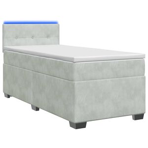 vidaXL Boxspringbett mit Matratze und LED Hellgrau 100 x 200 cm Samt