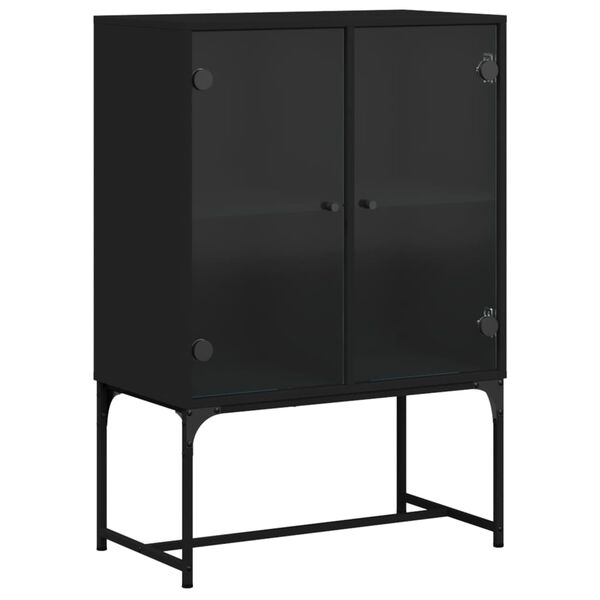 vidaXL Beistellschrank mit Glast&uuml;ren Schwarz 69x37x100 cm