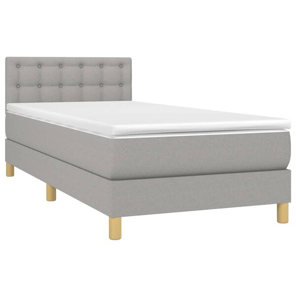 vidaXL Boxspringbett mit Matratze Hellgrau 80x200 cm Stoff