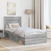 vidaXL Bettrahmen Graues Sonoma 90 x 190 cm Massives Kiefernholz