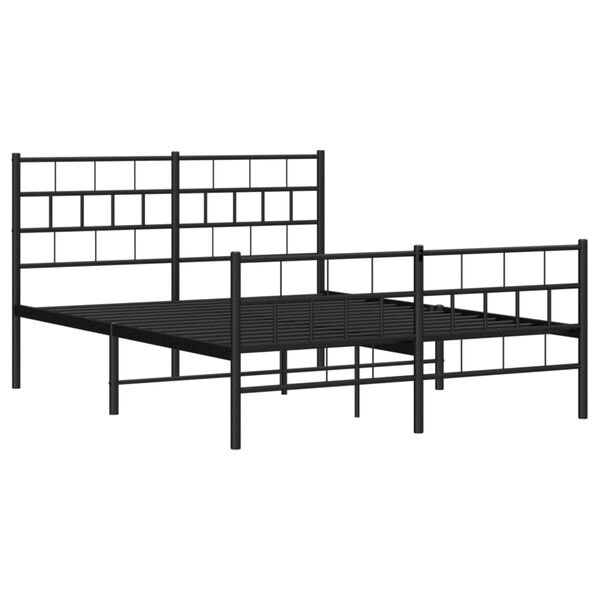 vidaXL Metallbett ohne Matratze mit Fu&szlig;teil Schwarz 160x200 cm