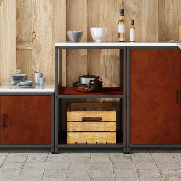 vidaXL K&uuml;chenaufbewahrung mit Regal Rostig 60 x 50 x 92 cm Stahl