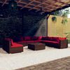 vidaXL 11-tlg. Garten-Lounge-Set mit Kissen Braun Poly Rattan