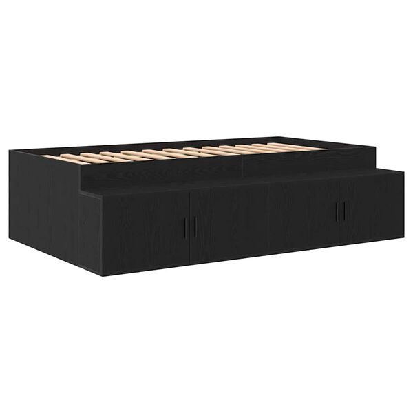 vidaXL Bettrahmen Schwarz Eichen-Optik 100 x 200 cm Holzwerkstoff