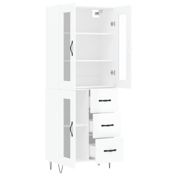 vidaXL Highboard Hochglanz-Wei&szlig; 69,5x34x180 cm Holzwerkstoff