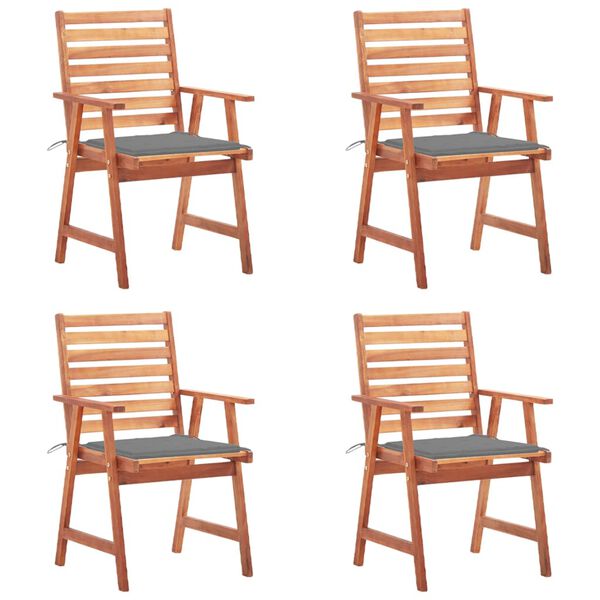 vidaXL Garten-Essst&uuml;hle 4 Stk. mit Kissen Massivholz Akazie