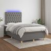 vidaXL Boxspringbett mit Matratze & LED Dunkelgrau 120x190 cm Stoff